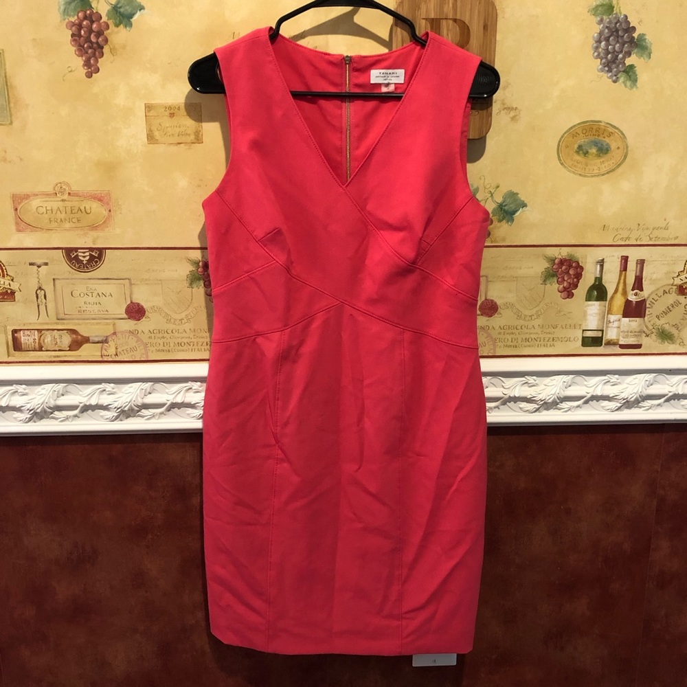 Tahari Arthur S Levine hot pink sheath dress